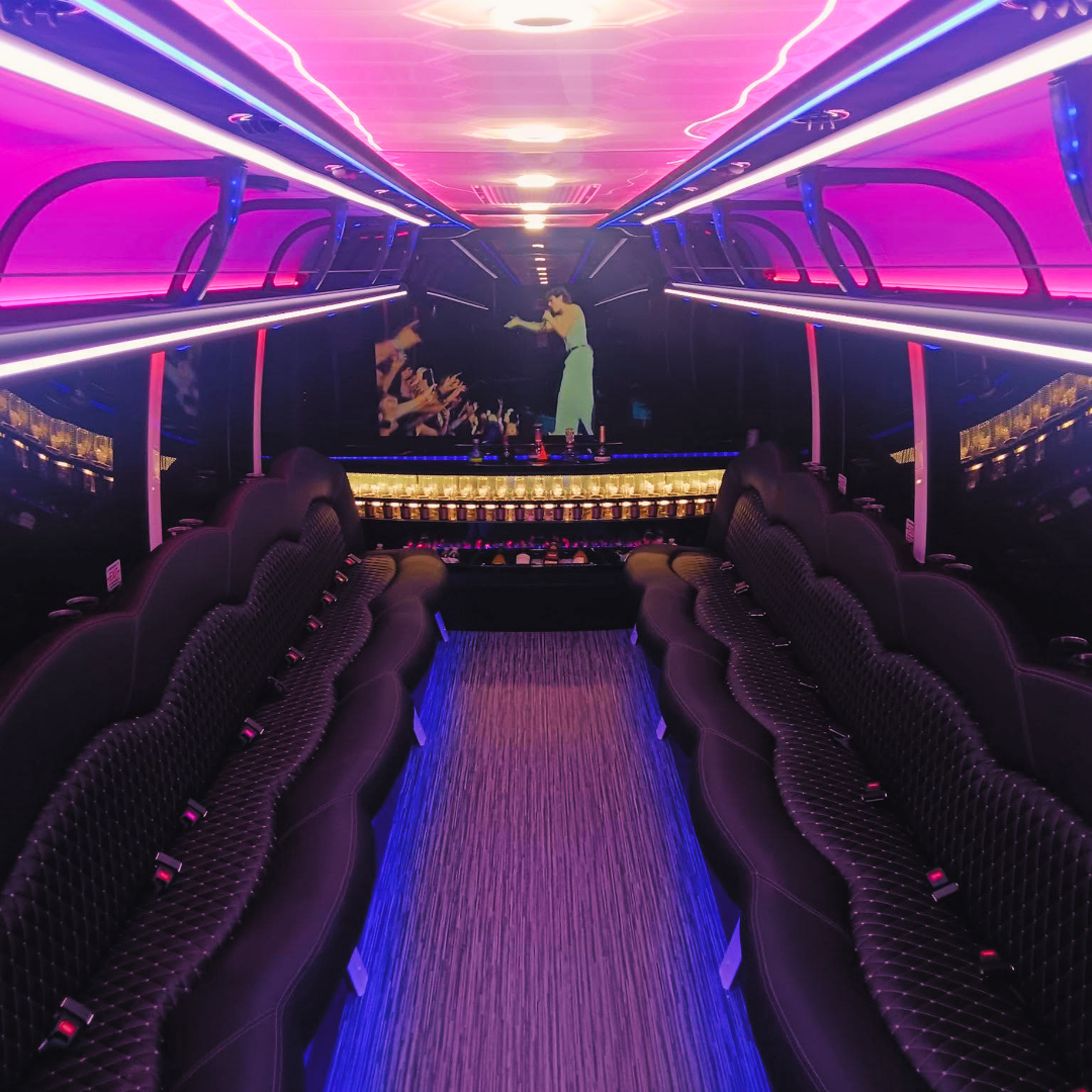 Interior of the Marquee 20 party bus